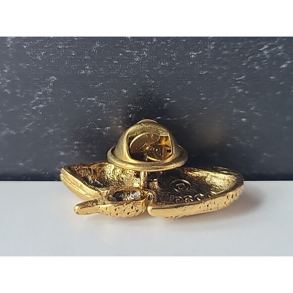Gold Tone Metal Frog Shaped Pin Vintage Costume Jewelry P.S.C.O. - Picture 8 of 10